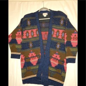Vtg. Heritage Southwest Navy Longline Cardigan